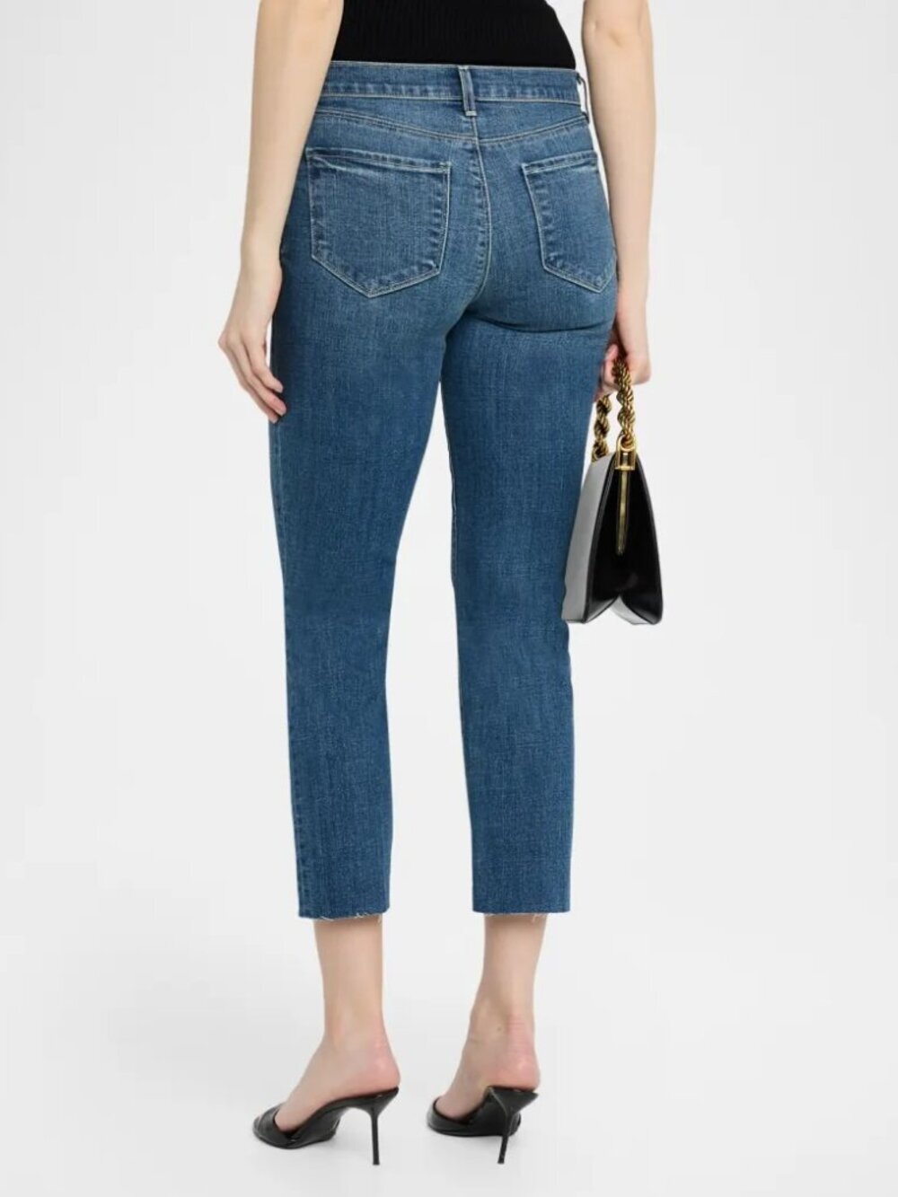 L'Agence Sada High Rise Cropped Slim-Leg Raw-Hem Ankle Jeans - Cambridge - NWT - Picture 6 of 8